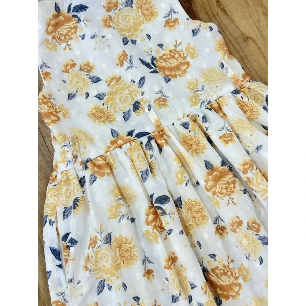 Tahari Girls Floral Collared Sleeveless Belted Dress With Headband Size 6